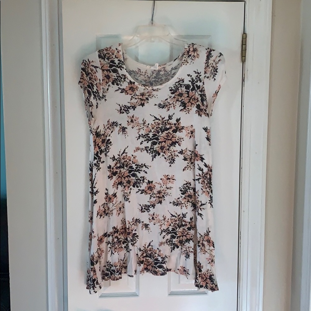 White t-shirt dress with floral print